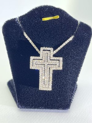 鑽石十字架項鍊墜子 三件套 三用款  設計款 可分開或單獨佩戴  多用款 鑽石1克拉 18k白金