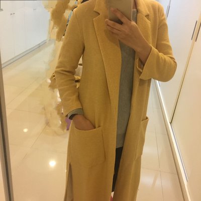 Zara 檸檬黃色長大衣 薄大衣 西裝大衣 文青風 日系風格