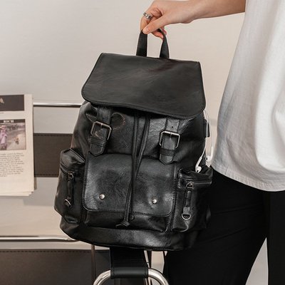 男雙肩包 後背包 電腦包 行李包 書包 新款潮流男士韓版時尚潮流PU皮雙肩包 青少年大容量歐美風迷彩背RQ024