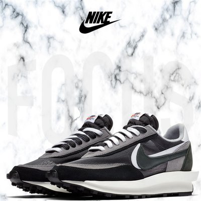 FOCUS】全新NIKE LDWAFFLE / SACAI 黑灰白雙勾重疊男女鞋BV0073-001