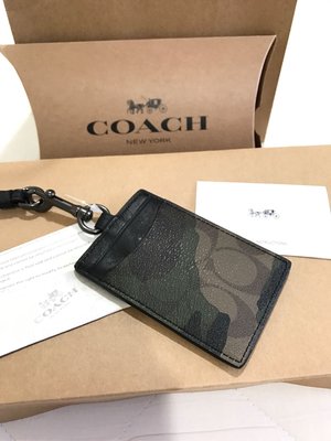 COACH coach 新色 全皮革識別證套 迷彩色 全新正品 現貨在台 含原廠紙盒 紙袋ㄧ個 附收據 保證正品