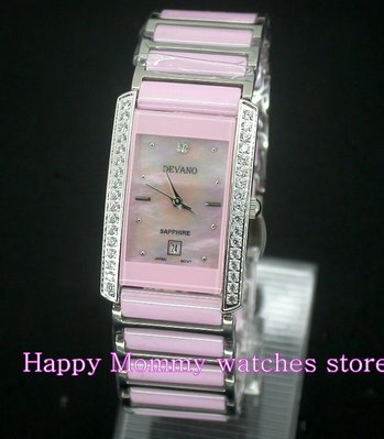 【 幸福媽咪 】DEVANO 帝凡諾 公司貨 水晶不刮傷鏡面 粉色晶鑽陶瓷女錶 DV-8915MD