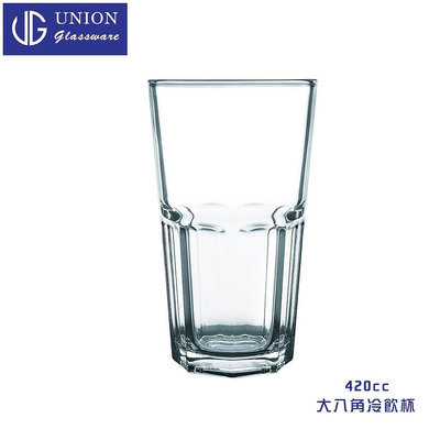 【泰國UNION】大八角冷飲杯 420ml 啤酒杯 飲料杯 水杯 酒杯 冰咖啡杯 八角杯 玻璃杯