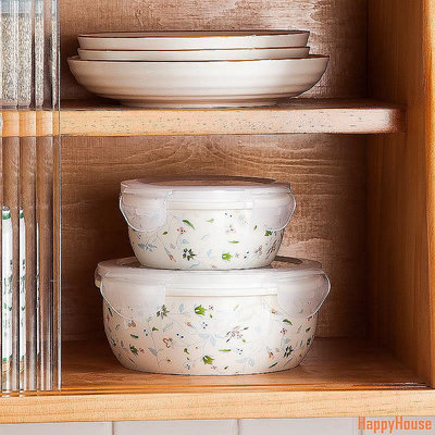 【現貨】多美然日式樂扣陶瓷密封碗冰箱飯盒微波爐專用碗便當盒耐熱保鮮盒