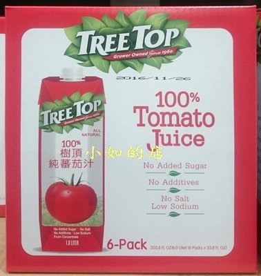 【小如的店】COSTCO好市多代購~Tree Top 樹頂 100%純番茄汁/蕃茄汁(1000ml*6瓶) 74990