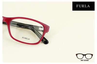 【My Eyes 瞳言瞳語】Furla 義大利品牌 紫紅色方框型光學眼鏡 繽紛童趣氣質 高鼻托小臉型佳 (VU4802)