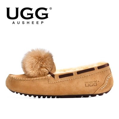 100％原廠 AUSHEEP UGG羊毛豆豆鞋 新品秋冬季羊皮毛一體休閑可愛女鞋
