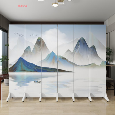 精品新中式山水畫屏風隔斷客廳入戶玄關臥室遮擋折疊移動雙面簡約現代