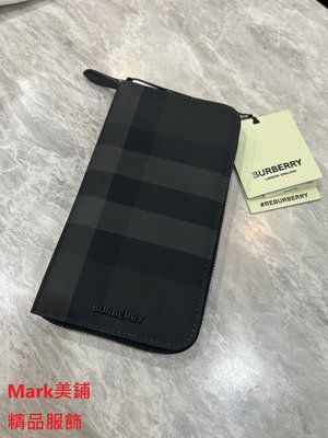 【Mark美鋪】BURBERRY LOGO 格紋 拉鍊 長夾