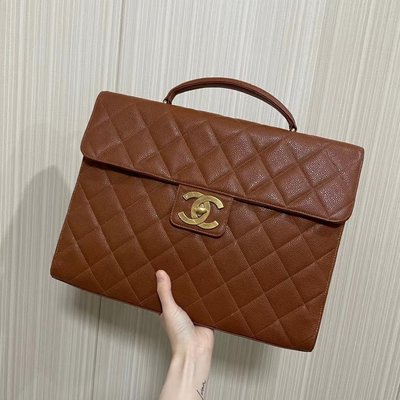 Chanel vintage 栗子色 古董公事包 超級稀有