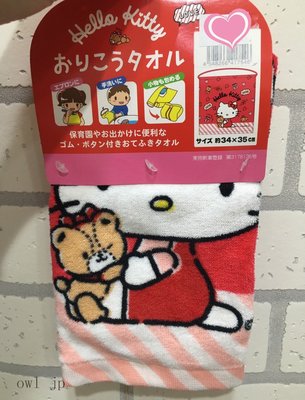 『 貓頭鷹 日本雜貨舖 』凱蒂貓橡膠鈕扣毛巾