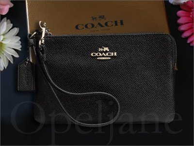 真品保證 COACH 黑色防刮真皮手拿包手腕包有卡片夾層袋 可放 iphone 5 6手機精緻應禮盒裝 愛COACH包包