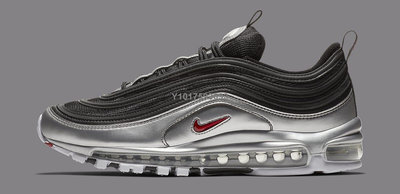 NIKE AIR MAX 97 白色 銀色 紅勾 銀彈 復古 氣墊休閒運動慢跑鞋 AT5458-001男女鞋公司級