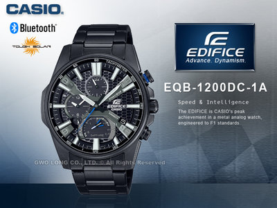 CASIO EDIFICE 男錶 EQB-1200DC-1A 三眼 太陽能 藍牙 藍寶石水晶 防水 EQB-1200DC