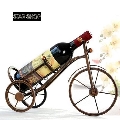 雜貨zakka 鄉村風經典仿舊復古裝飾置物紅酒架 鐵製歐美風創意設計三輪車造型葡萄酒架 民宿咖啡廳餐酒館小物布置