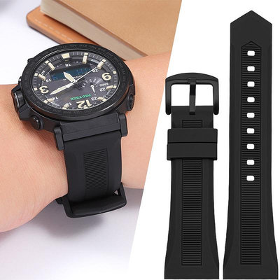 手錶帶 適配卡西歐PRG-600/650Y PRW-6600/30/50/70登山硅膠手錶帶橡膠男