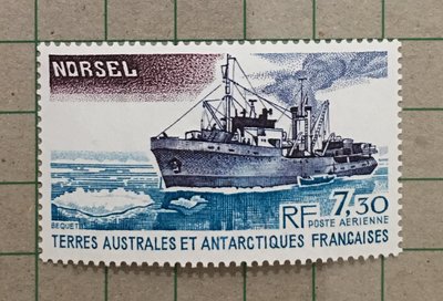 【郵卡庫2】【船】法屬南極1980年SC C63，南極補給船 (2-2)，原膠未貼新票 SP7039