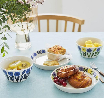 日本製北歐風Kippis陶瓷盤/餐盤/碗/水果盤/麥片碗--秘密花園