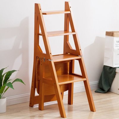 促銷打折 新品實木梯子家用折疊梯椅凳子兩用椅子室內登高踏板樓梯多功能人