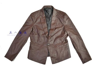 最後一件 韓版窄版修身剪裁 皮衣 單扣外套 西裝款 咖啡色騎士風 XXL號《NP30》