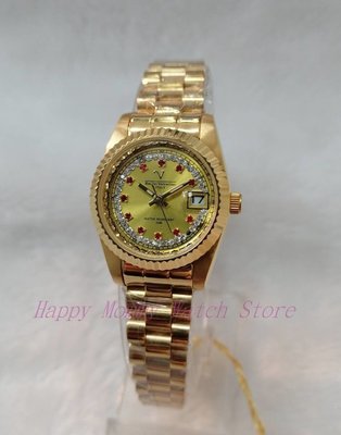 【幸福媽咪】網路購物、門市服務 Emilio Valentino 范倫鐵諾 晶鑽時刻 日期 金色 女錶 25mm