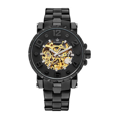 現貨男士手錶腕錶ORKINA 全鏤空男士半自動機械錶男錶鋼帶手錶