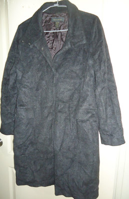 BANANA REPUBLIC 義大利製灰黑色有內裡毛料長大衣,57%羊毛+23%安哥拉兔毛尺寸XL胸寬53cm,降價出清