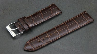 22mm-替代ck armani hamilton萬寶龍原廠抗過敏,皮底皮面錶帶鱷魚皮紋,不鏽鋼錶扣