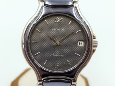 【發條盒子H6000】Zenith 先力時 數字灰藍面 陶瓷/不銹鋼 石英中性錶款 75-6000-226