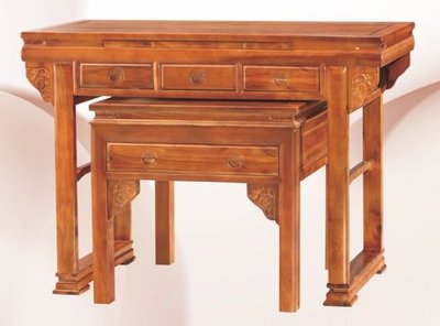 佛桌 神明桌 4.2尺 柚木色精緻手工雕刻 明式 上下桌式佛桌（2）屏東市 廣新家具行