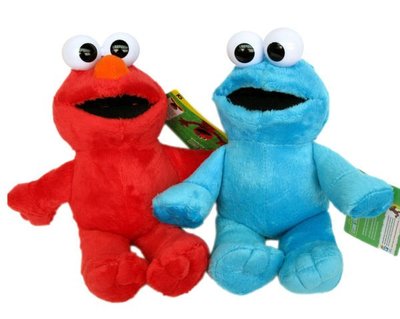 【卡漫迷】芝麻街 玩偶 二隻一組 22CM ㊣版 Elmo 餅乾怪獸 cookie monster 絨毛 娃娃