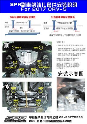 【桃園國瑞精品】HONDA CRV5 專用 SPR 強化襯套 底盤 強化底盤隱定度