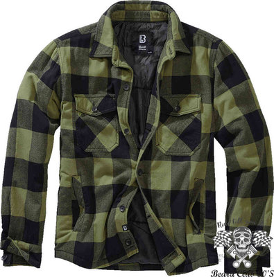 ♛大鬍子俱樂部♛ Brandit ® Lumber Jacket 德國 工裝風格 伐木工 保暖 外套 黑/綠 格紋