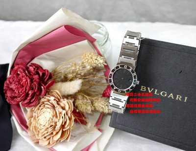 優買二手精品名牌店 BVLGARI 寶格麗 BVLGARI 26MM 黑面 日期 圓面 不鏽鋼 手錶 錶 石英錶 激新