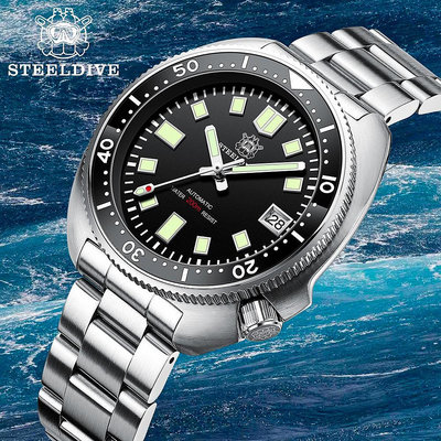 【STEELDIVE】 SD1970豪華潛水錶鮑魚C3超級綠色夜光錶面陶瓷表圈日本NH35機芯經典男式200米防水腕錶