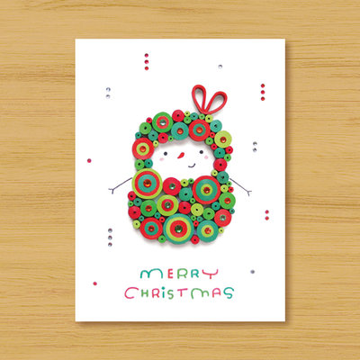 ( 3款供選擇 ) 手工捲紙卡片：可愛魔幻圈圈聖誕 - 聖誕樹、聖誕禮盒、可愛雪人