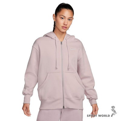 【下殺】Nike 外套 女裝 連帽 雙向拉鍊 刷毛 粉紫【運動世界】DQ5759-019