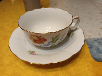 德國Meissen三品花一級花茶杯盤組