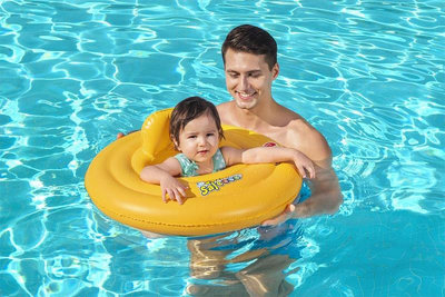 水上設備 游泳 Bestway32096嬰兒座圈 兒童充氣游泳圈 可靠背水上浮圈