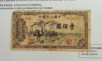 第一套人民幣一百元 馱運 原票 不議價1996