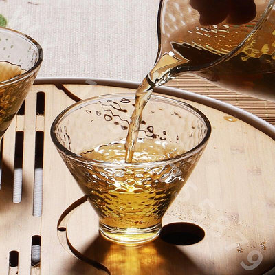 富士山玻璃公道杯 日式耐熱加厚錘紋功夫茶具配件手工公杯分茶器