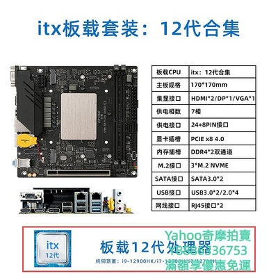 ITX機殼爾英板載CPU套裝ITX版型i9-12900HKi7-12700Hi5-12500H臺式機主板