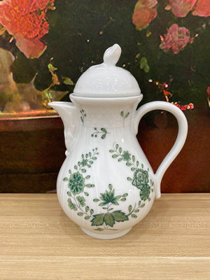 中古瓷器 德國獅牌手繪印度之花茶具咖啡壺！
