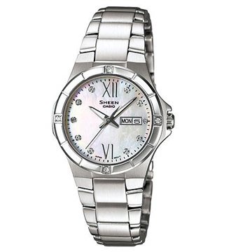 可議價 CASIO 卡西歐 SHEEN系列 珍珠母貝錶面不鏽鋼腕錶(SHE-4022D-7A)