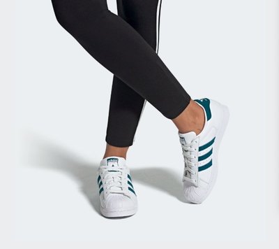 現貨 iShoes正品 Adidas Superstar 女鞋 白 綠 休閒 運動鞋 貝殼頭 愛迪達 鞋子 EF9248