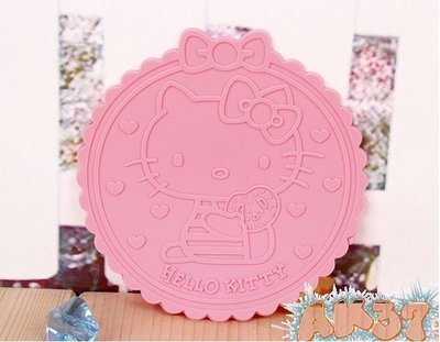 《AK37》Hello Kitty凱蒂貓卡通矽膠防滑杯墊隔熱墊止滑墊餐墊婚禮小物交換禮物-圓形