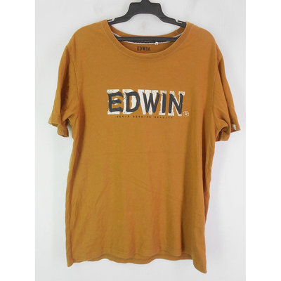 男 ~【EDWIN】淺棕色休閒T恤 M號(4D91)~99元起標~
