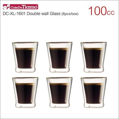 Tiamo 堤亞摩咖啡生活館【HG2051】Tiamo DC-XL-1601 雙層玻璃杯(6入) 100cc