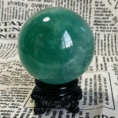 C813天然螢石水晶球綠螢石球晶體通透螢石原石打磨綠色水晶球 水晶 擺件 原石【天下奇物】2432