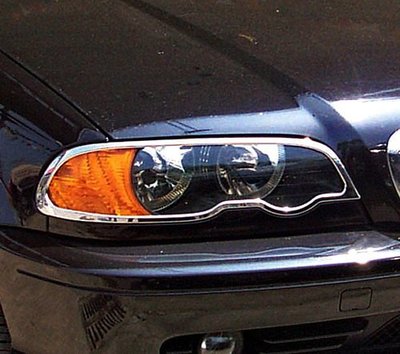 圓夢工廠 BMW 3 E46 兩門 1999~2003 318 320 325 330 改裝 鍍鉻銀 前燈框 頭燈框飾貼